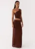 Seranella Sequin One Shoulder Maxi Dress - Chocolate sold by Peppermayo
