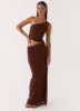 Seranella Sequin One Shoulder Maxi Dress - Chocolate sold by Peppermayo