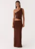Seranella Sequin One Shoulder Maxi Dress - Chocolate sold by Peppermayo