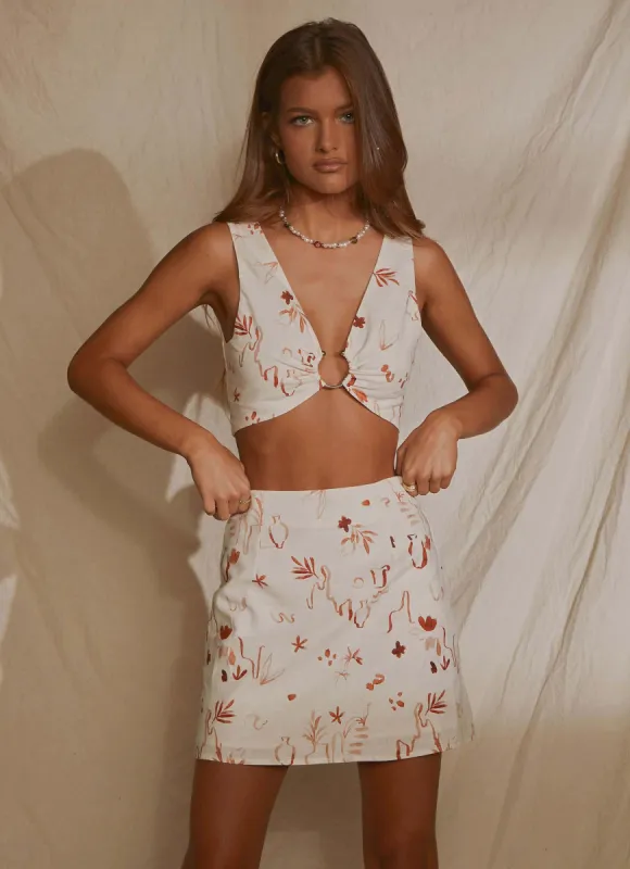 From The Beach Linen Mini Skirt - Safari sold by Peppermayo