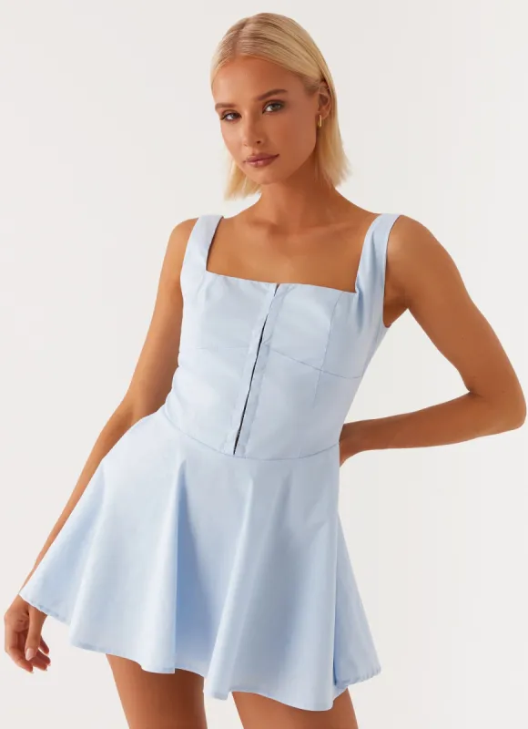 The Isle Mini Dress - Blue sold by Peppermayo