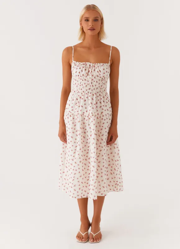 Arla Midi Dress - Red Ditsy Floral sold by Peppermayo