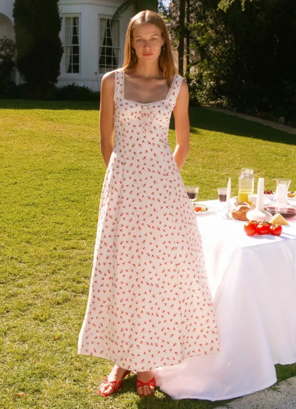 Rowena Midi Dress - Red Floral Ditsy sold by Peppermayo