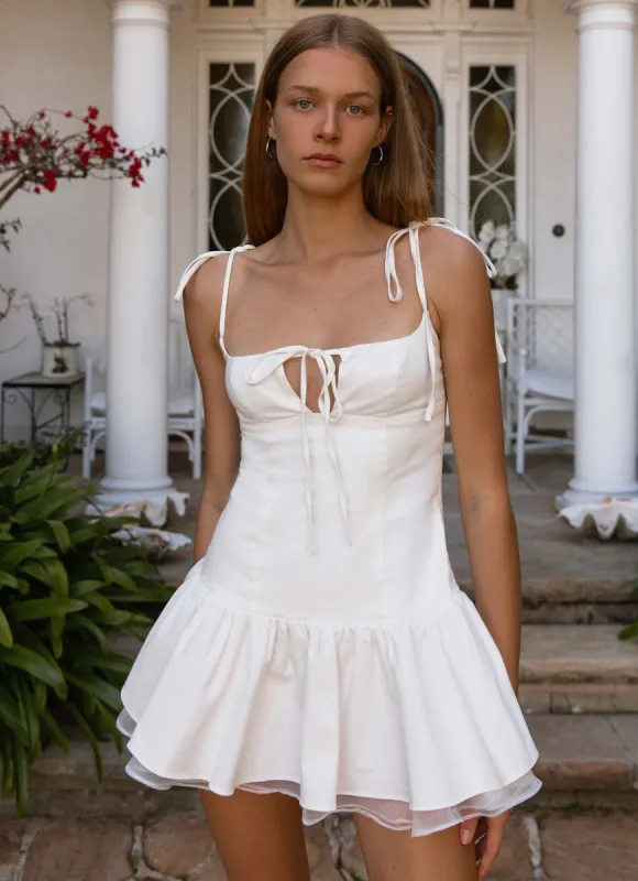 Valene Mini Dress - White sold by Peppermayo