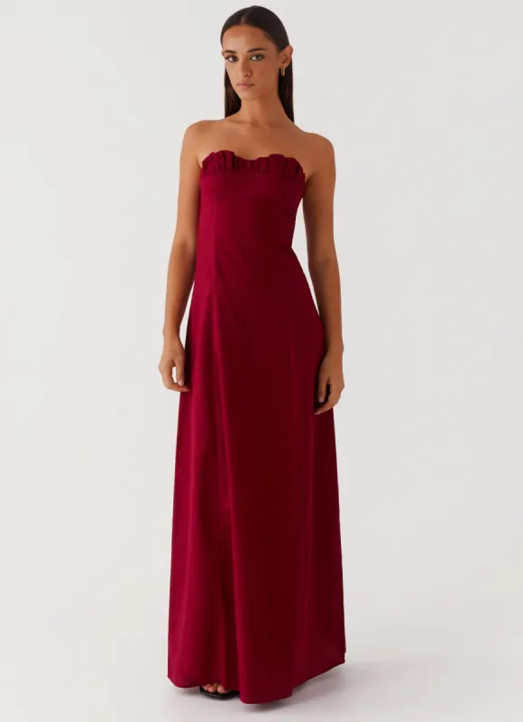 Tayla Linen Maxi Dress - Red sold by Peppermayo