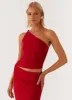 Monty One Shoulder Top - Red sold by Peppermayo