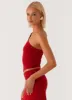 Monty One Shoulder Top - Red sold by Peppermayo