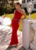 Monty One Shoulder Top - Red sold by Peppermayo