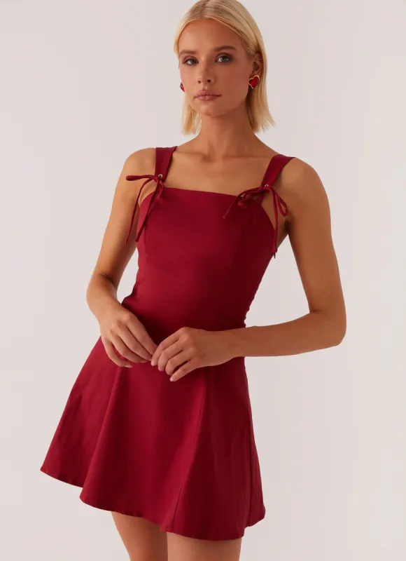 Jamaya Tie Mini Dress - Red made by Peppermayo