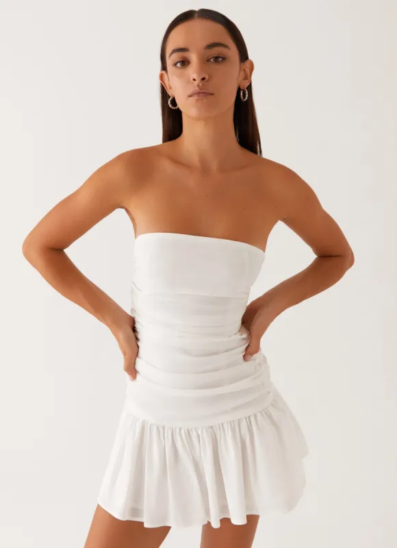 Carmel Mini Dress - White sold by Peppermayo