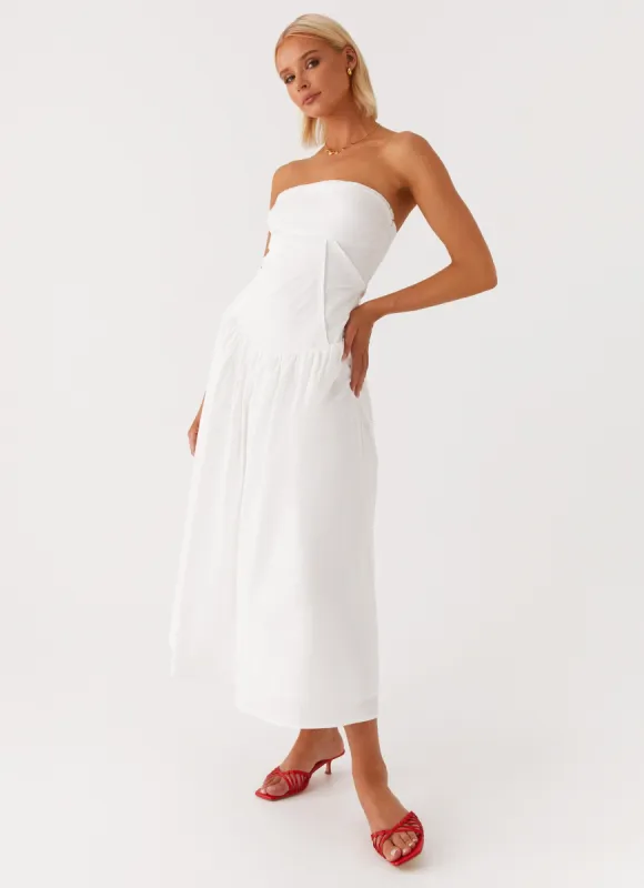 Larnie Midi Dress - White sold by Peppermayo