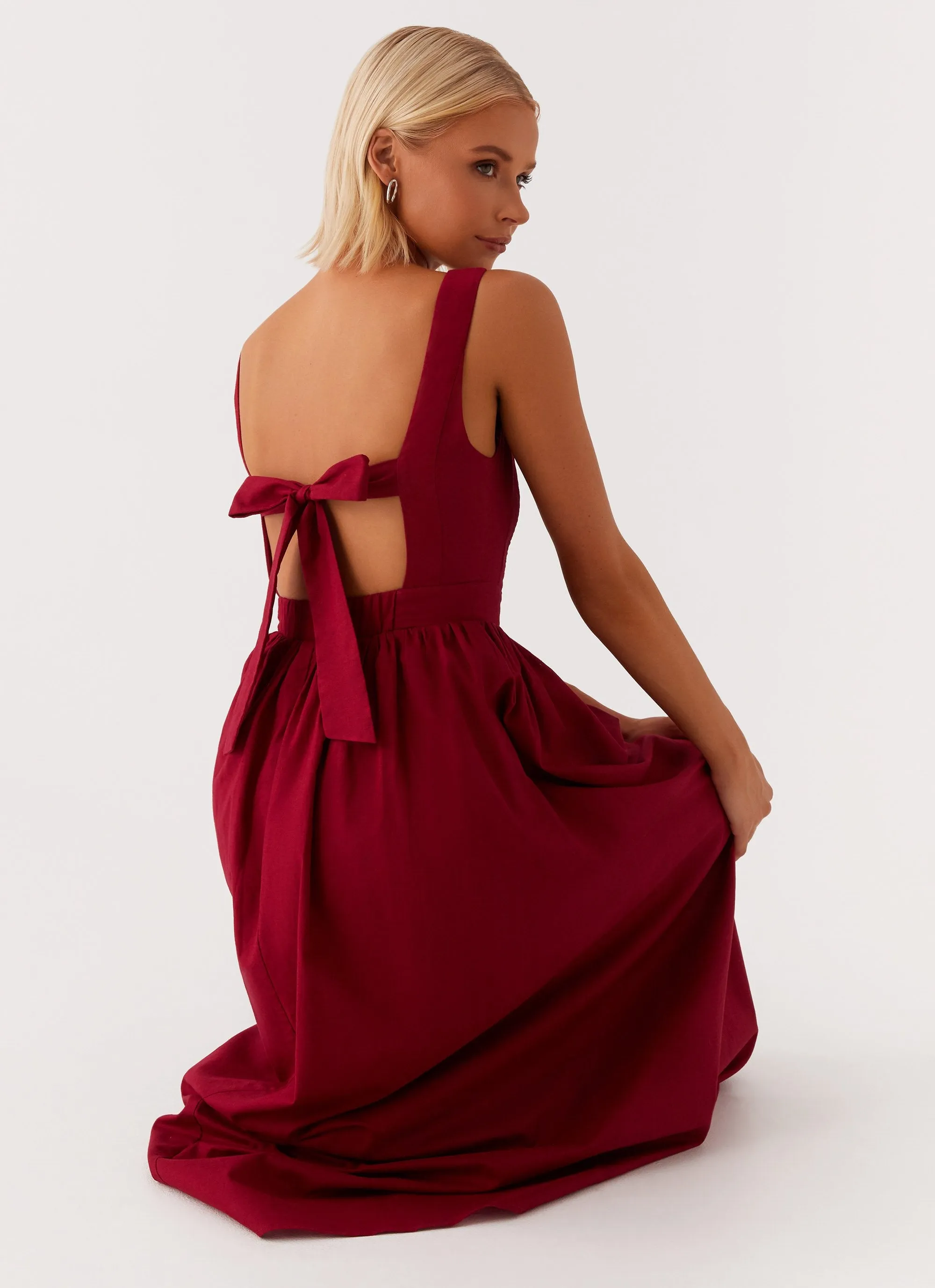 Brylin Linen Midi Dress - Red sold by Peppermayo product image thumbnail 2