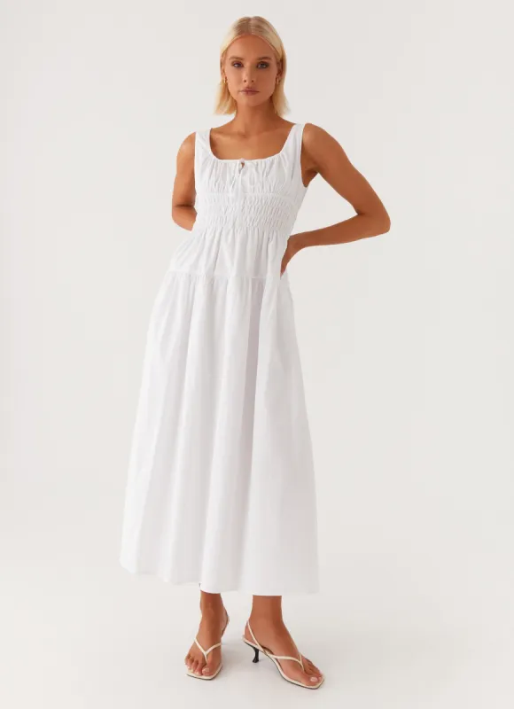 Jacintha Midi Dress - White sold by Peppermayo