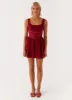 Eleanor Lace Trim Mini Dress - Red sold by Peppermayo