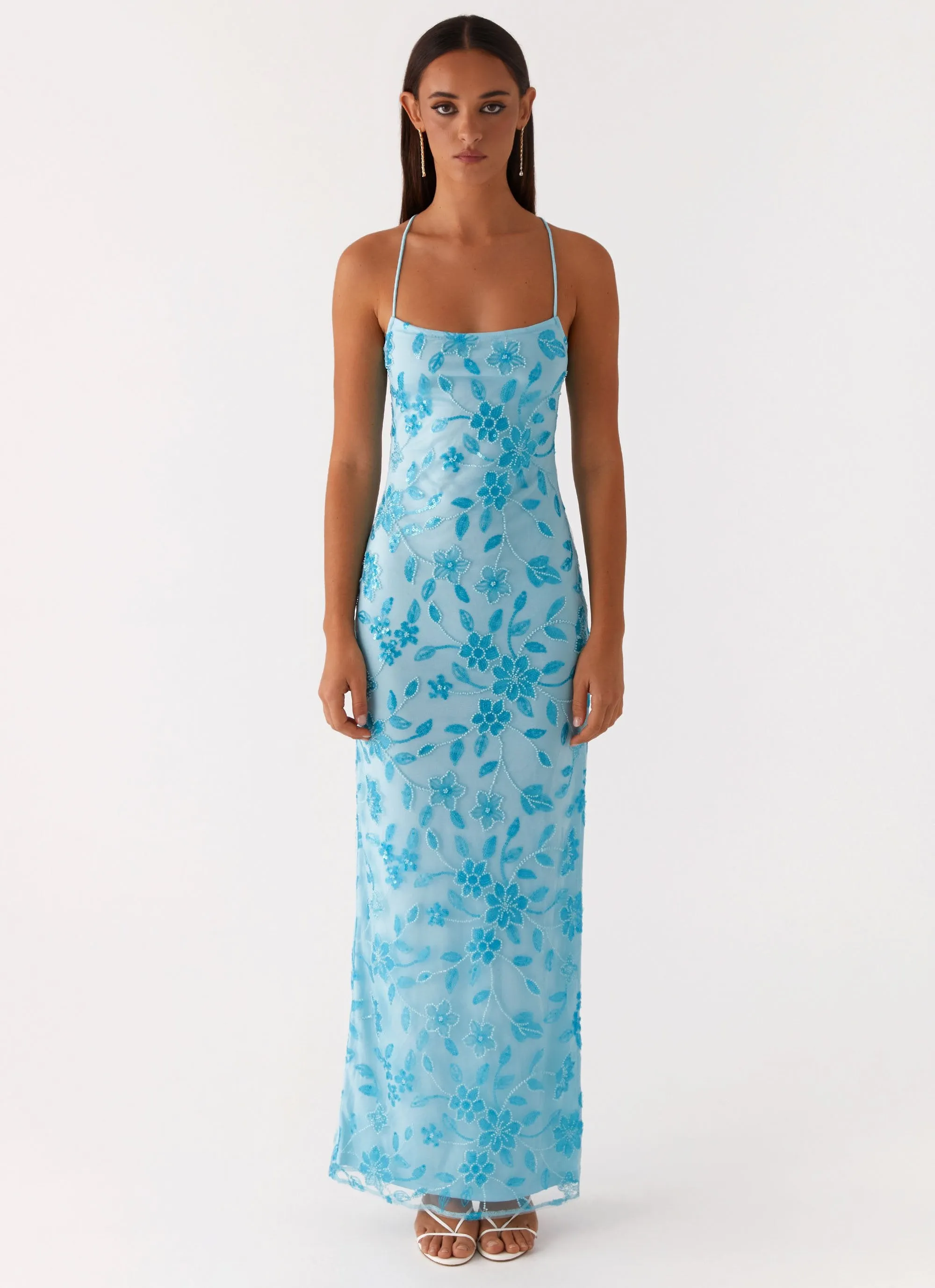 Bright Lights Beaded Maxi Dress - Blue sold by Peppermayo product image thumbnail 4