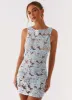 Candace Mini Dress - Blue sold by Peppermayo