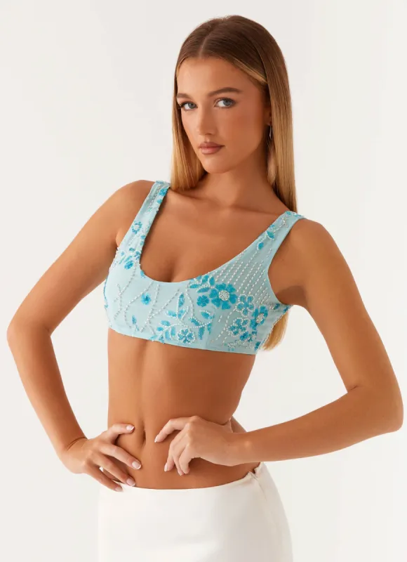 Mercer Sequin Bralette - Blue sold by Peppermayo