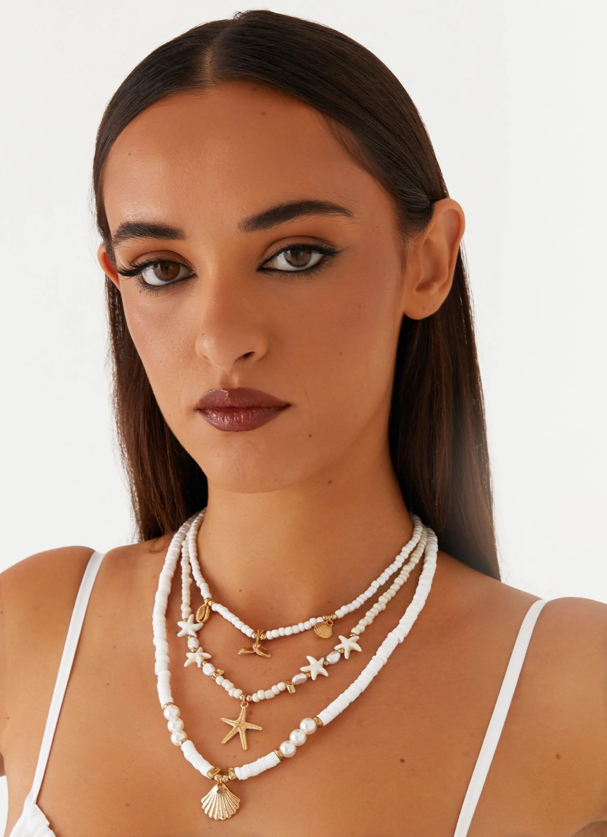 Luca Beaded Necklace - White sold by Peppermayo product image thumbnail 3