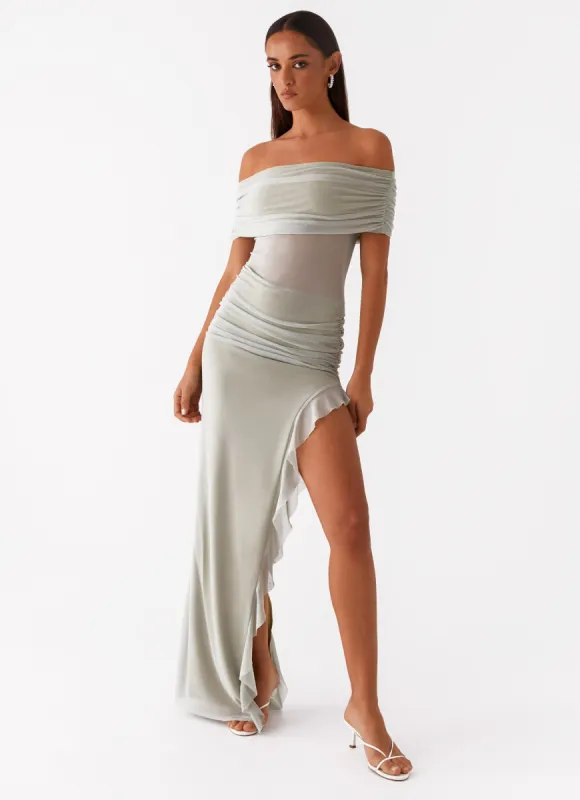 Nelly Off Shoulder Maxi Dress - Pistachio sold by Peppermayo