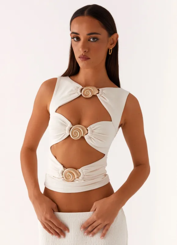 Lagoon Cut Out Top - Ivory sold by Peppermayo