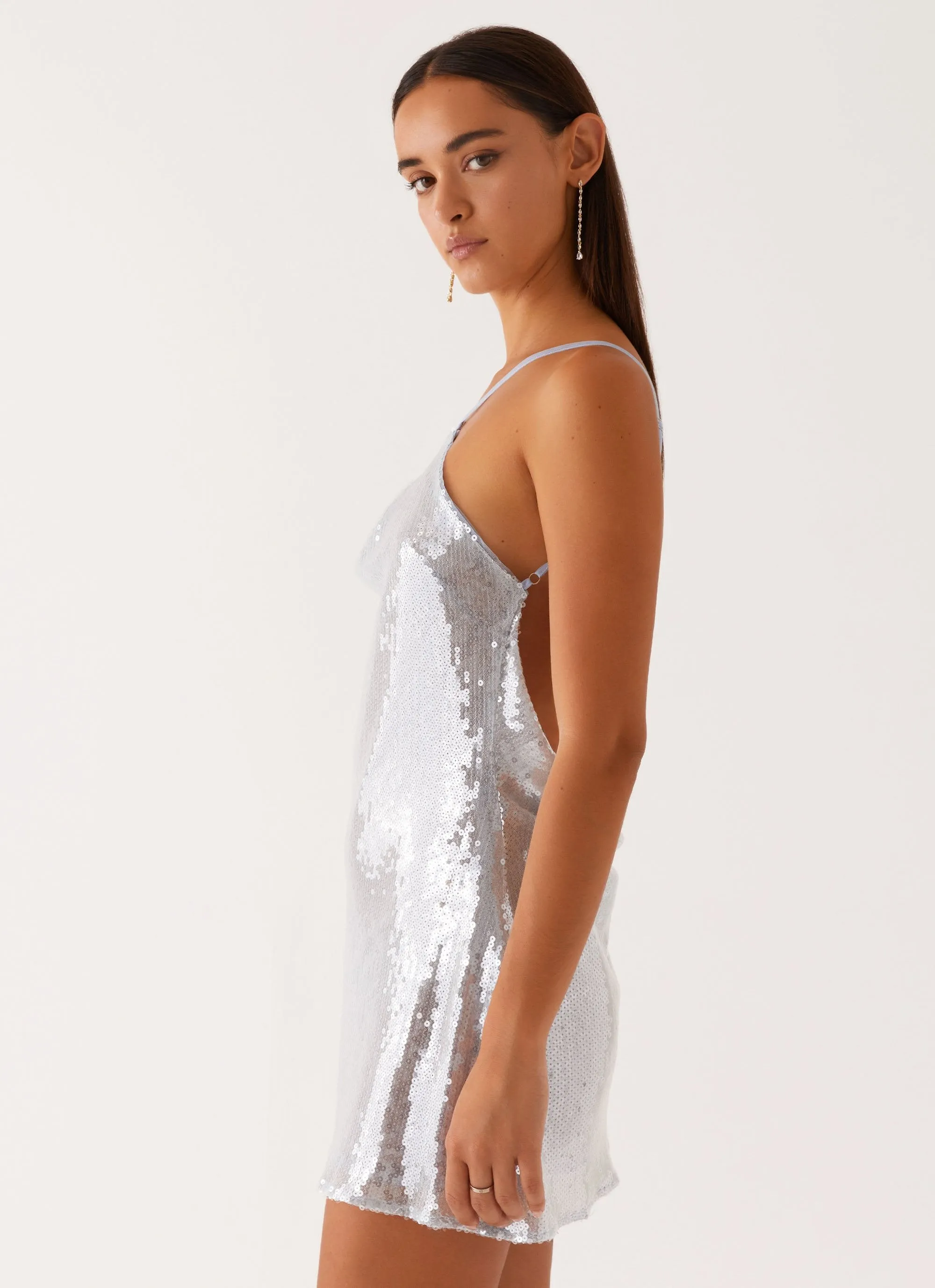 Radiant Energy Cowl Back Mini Dress - Blue sold by Peppermayo product image thumbnail 5