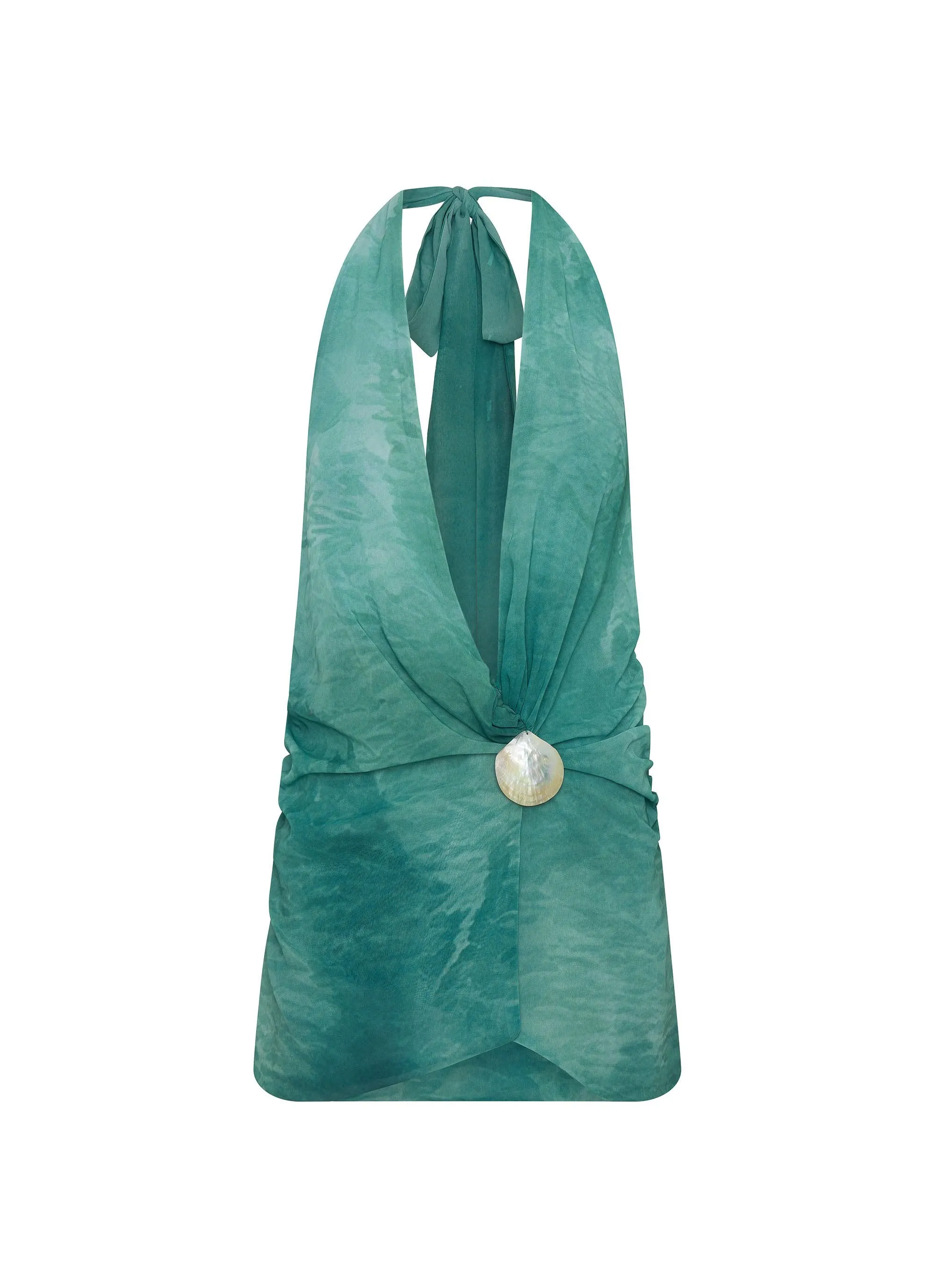 Eleanora Plunge Scarf Mini Dress - Green Tie Dye sold by Peppermayo product image thumbnail 3