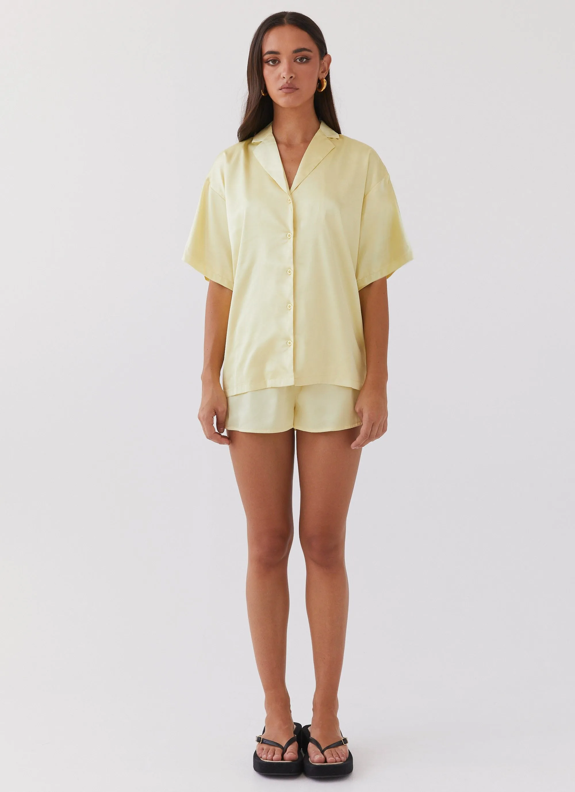 Julia Satin Oversized Shirt - Lemon sold by Peppermayo product image thumbnail 2