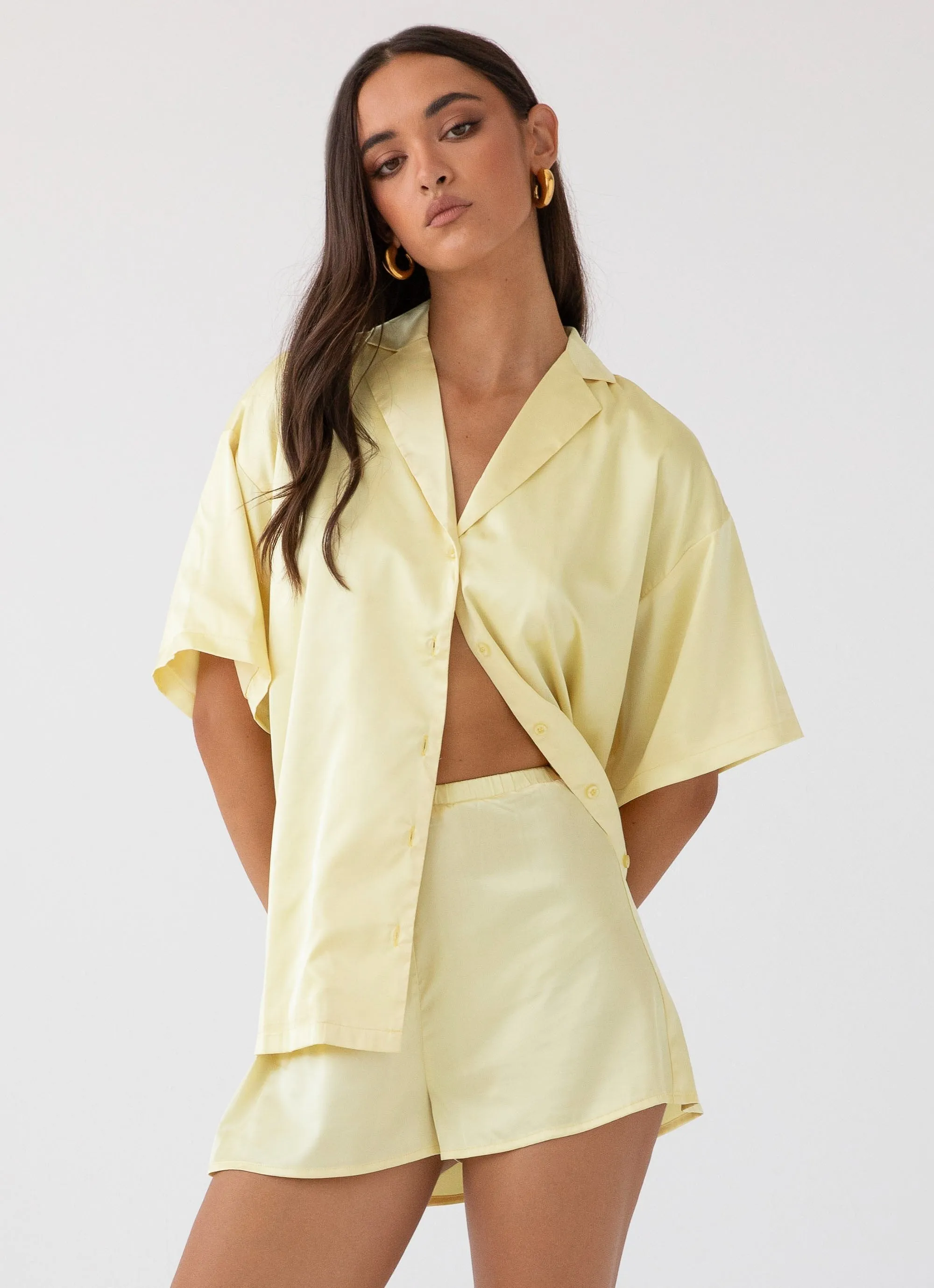 Julia Satin Oversized Shirt - Lemon sold by Peppermayo product image thumbnail 3
