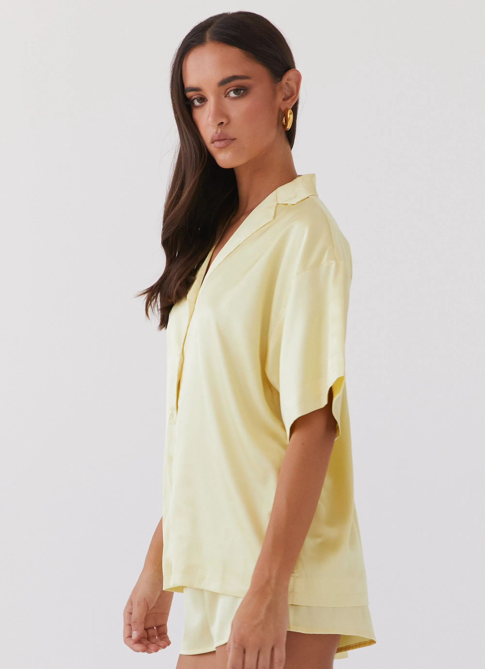 Julia Satin Oversized Shirt - Lemon sold by Peppermayo product image thumbnail 4