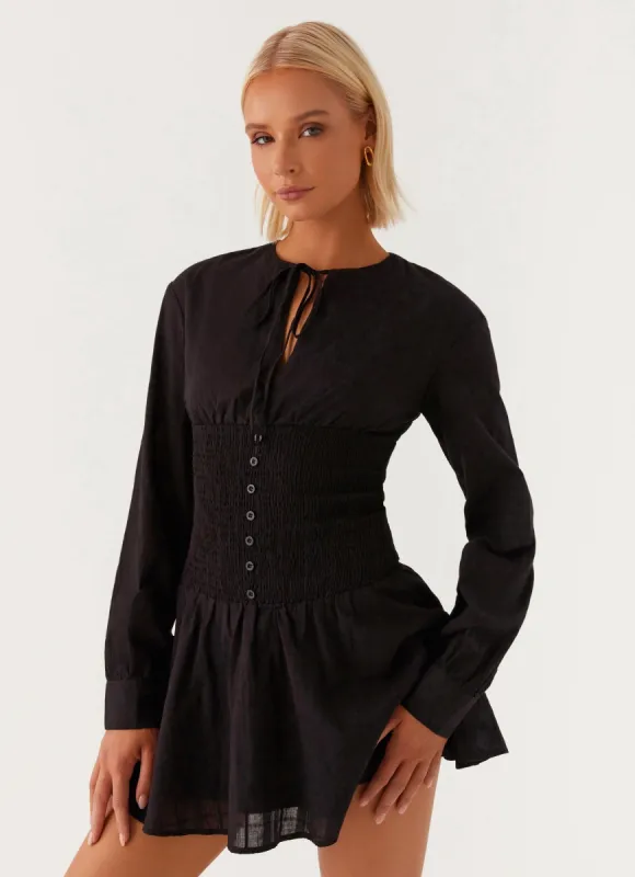 Kenzo Long Sleeve Mini Dress - Black sold by Peppermayo