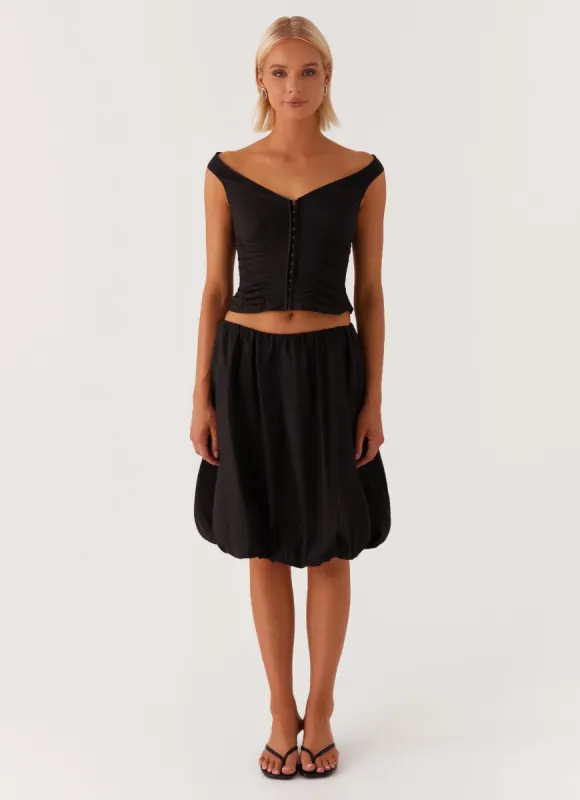 Make Way Bubble Midi Skirt - Black sold by Peppermayo
