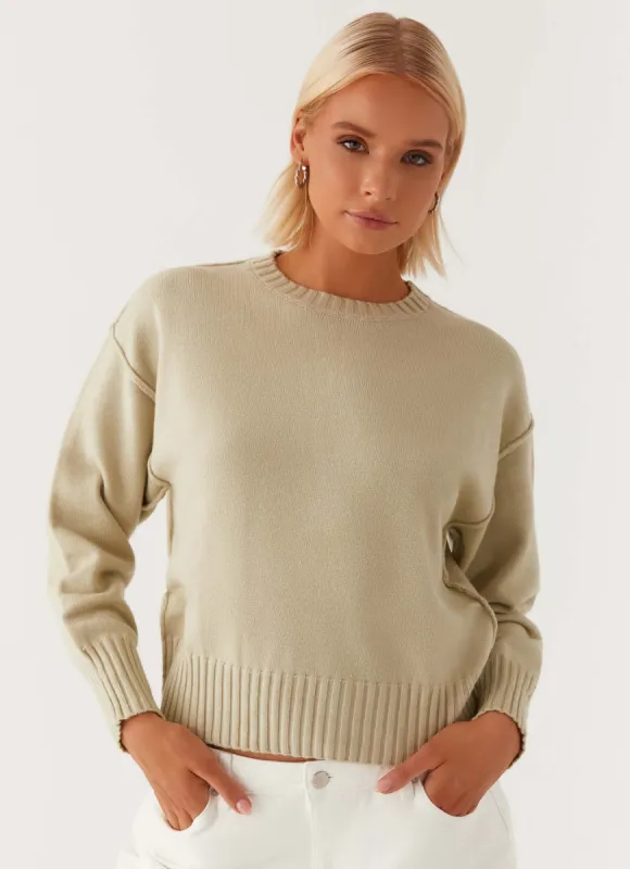 Thelma Oversized Knit Sweater - Pastel Green made by Peppermayo