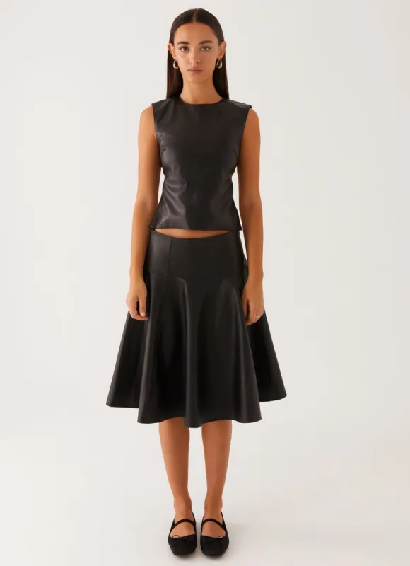 Tyler Midi Skirt - Black sold by Peppermayo