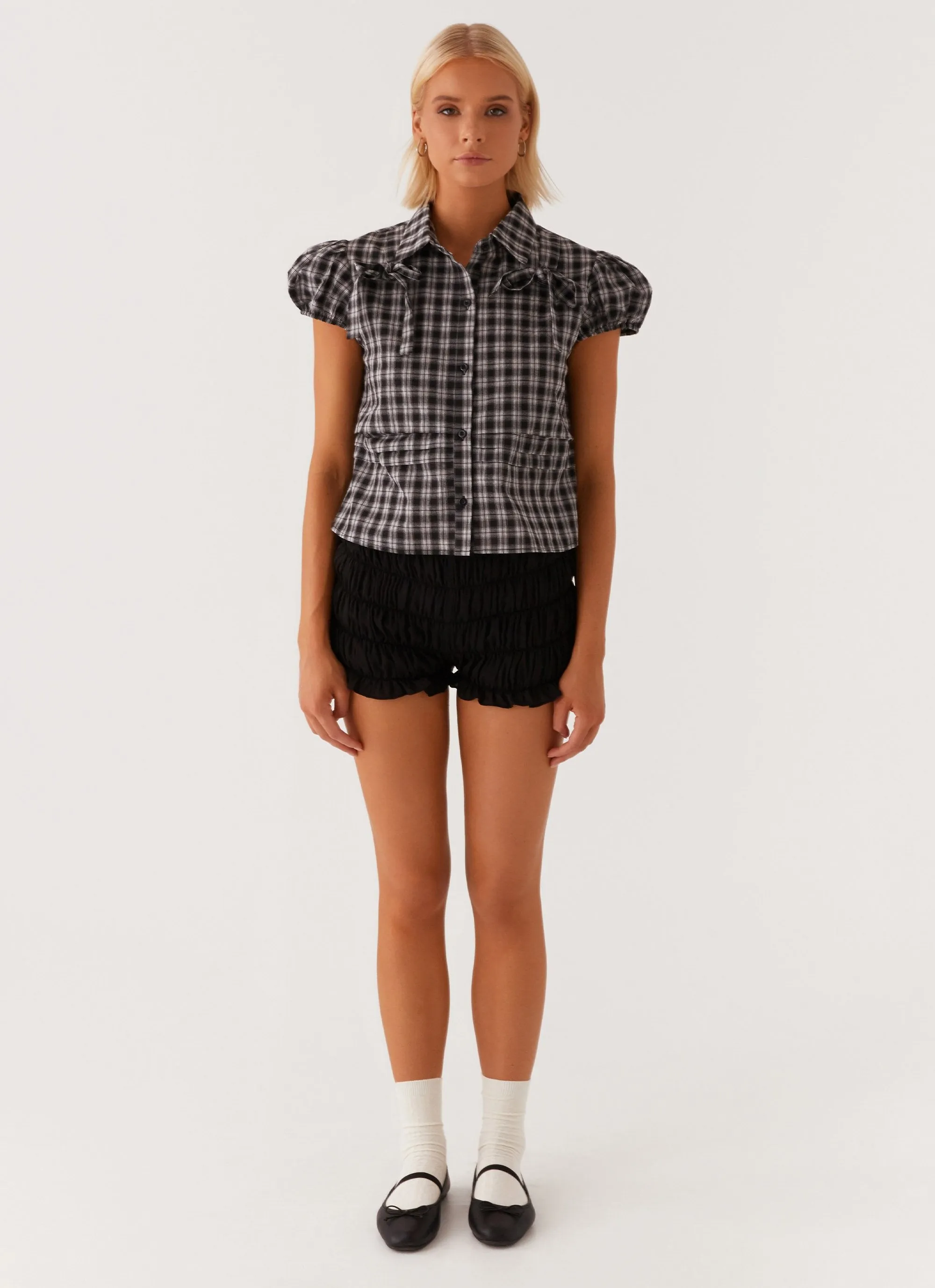 Lorraine Puff Sleeve Top - Black White Check sold by Peppermayo product image thumbnail 2