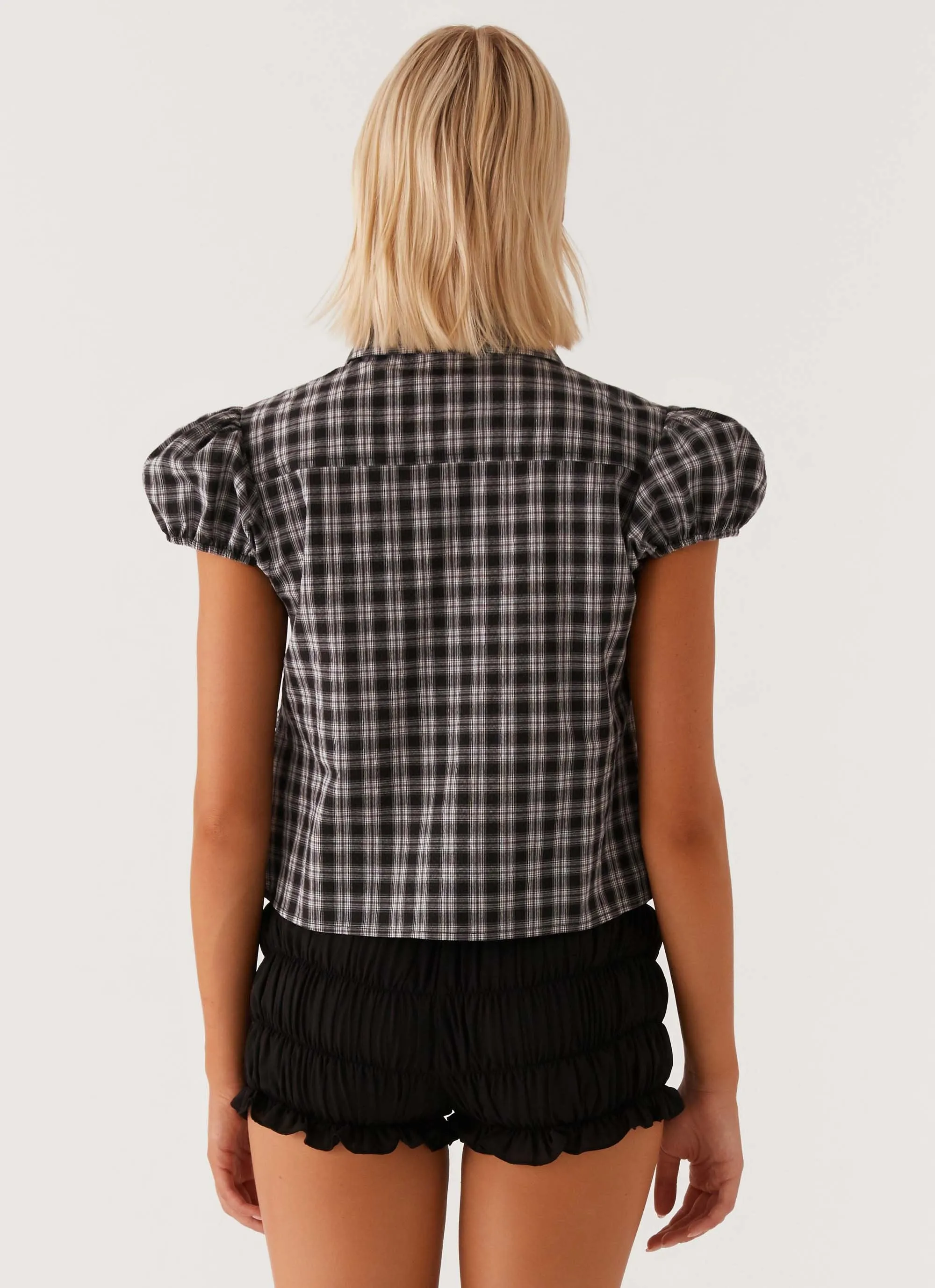 Lorraine Puff Sleeve Top - Black White Check sold by Peppermayo product image thumbnail 5
