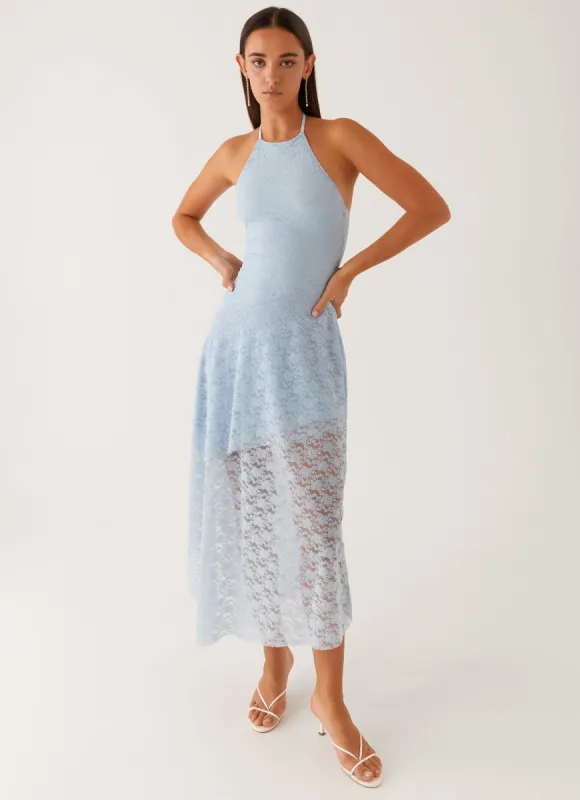 Lyndal Lace Midi Dress - Blue made by Peppermayo