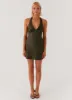 Heavy Hearted Mini Dress - Khaki sold by Peppermayo