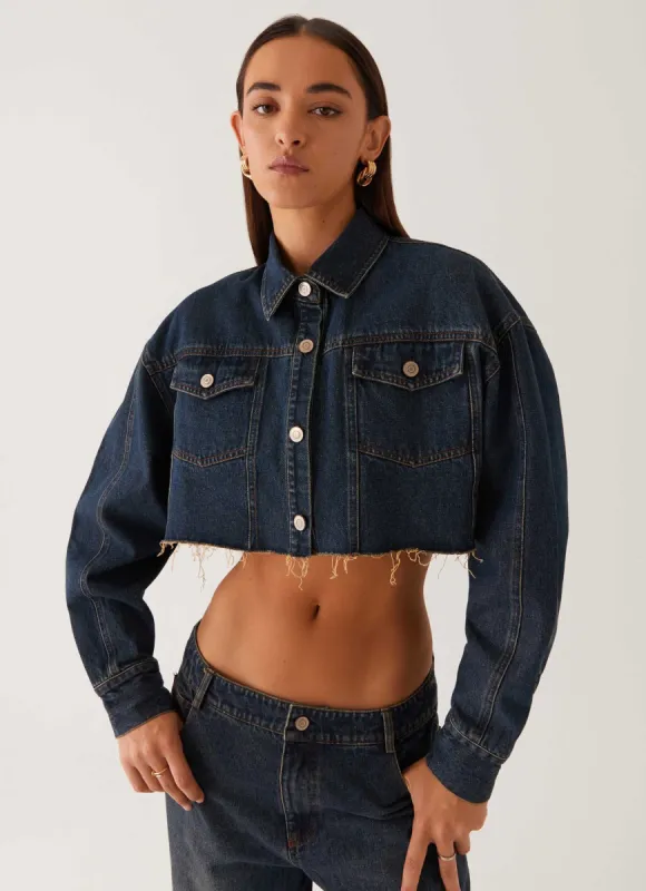 Colorado Cropped Jacket - Blue made by Peppermayo