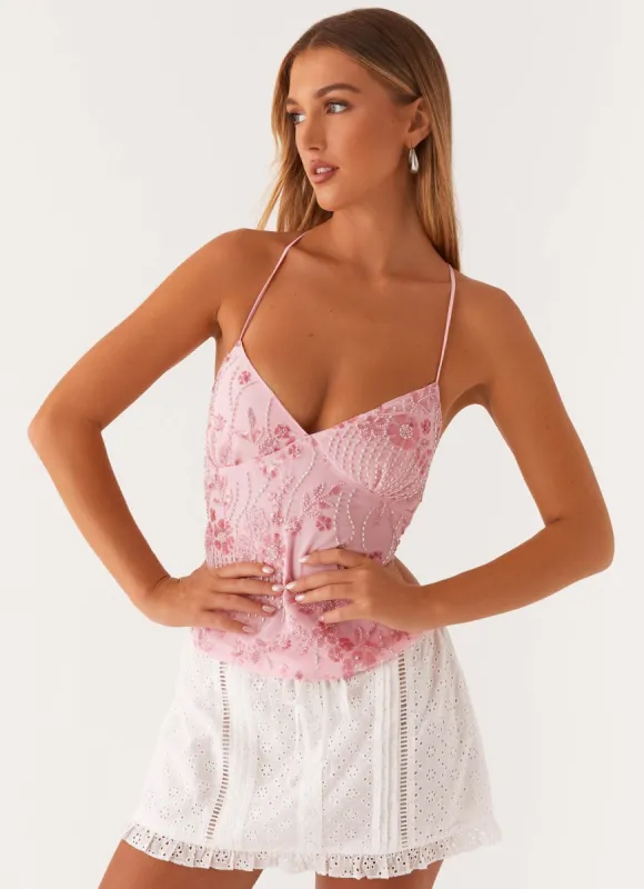 Kamilla Sequin Cami Top - Pink sold by Peppermayo