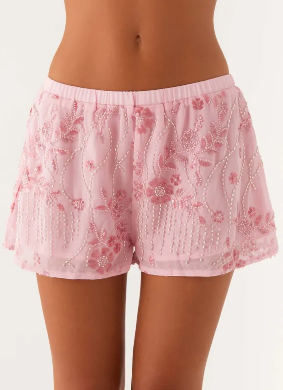 Mercer Sequin Mini Shorts - Pink sold by Peppermayo