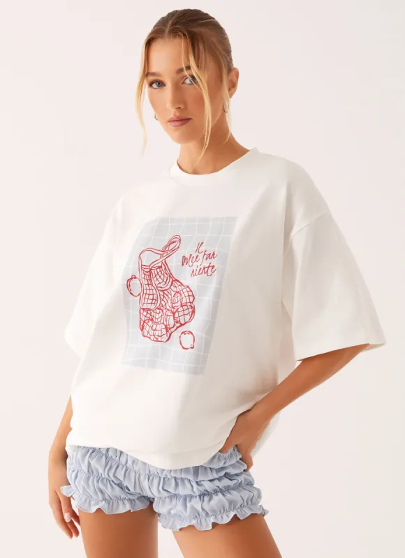 Born To Have Fun Oversized Graphic Tee - White sold by Peppermayo