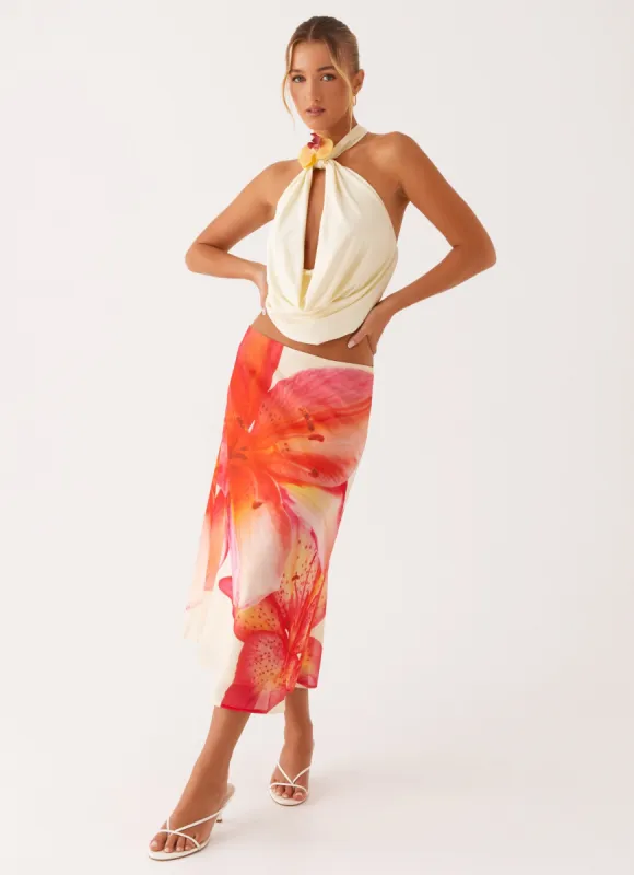 Summertime Midi Skirt - Yellow Floral sold by Peppermayo