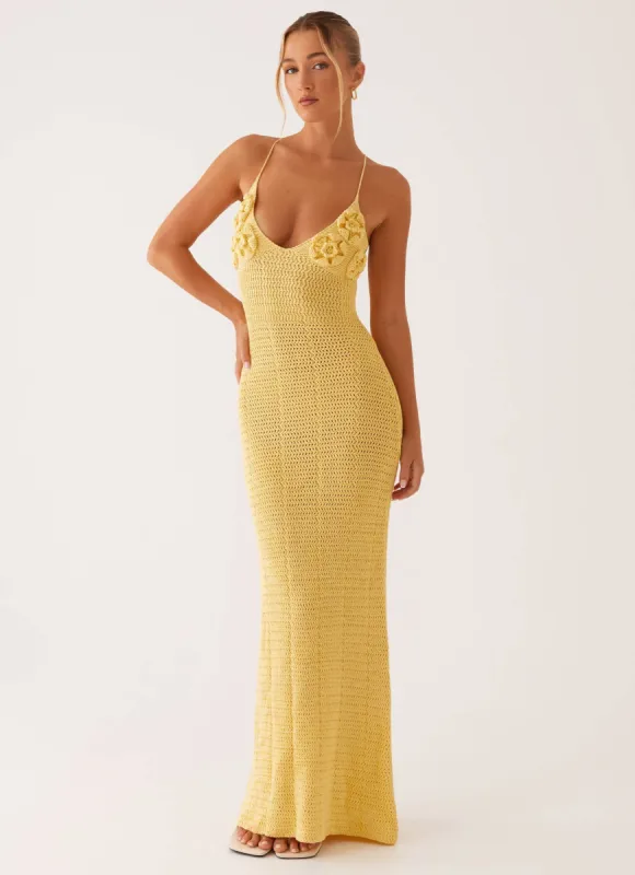 Zara Rose Crochet Maxi Dress - Yellow sold by Peppermayo