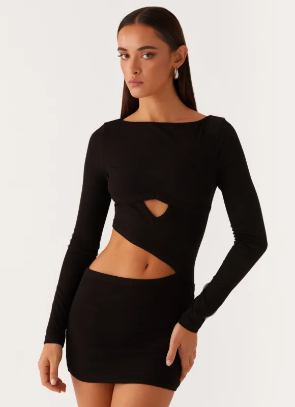 Jocelyn Long Sleeve Mini Dress - Black sold by Peppermayo