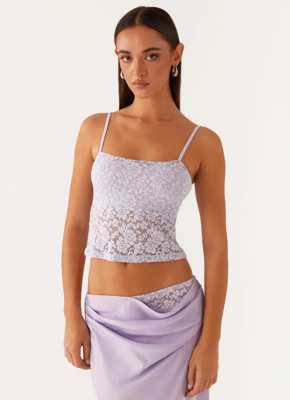 Nancy Lace Top - Lilac sold by Peppermayo