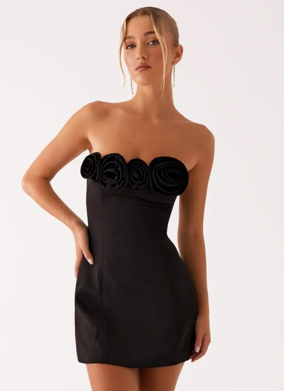 Patsie Strapless Mini Dress - Black sold by Peppermayo