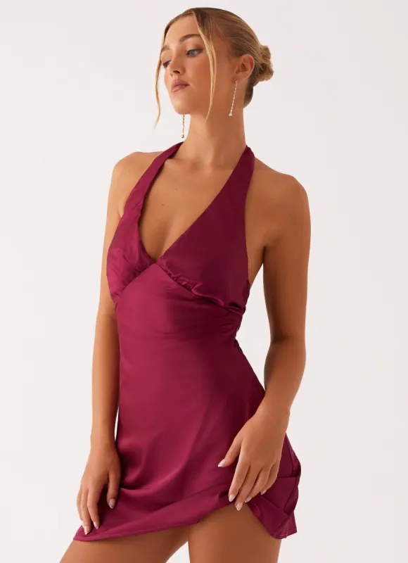 Heavy Hearted Mini Dress - Mulberry sold by Peppermayo