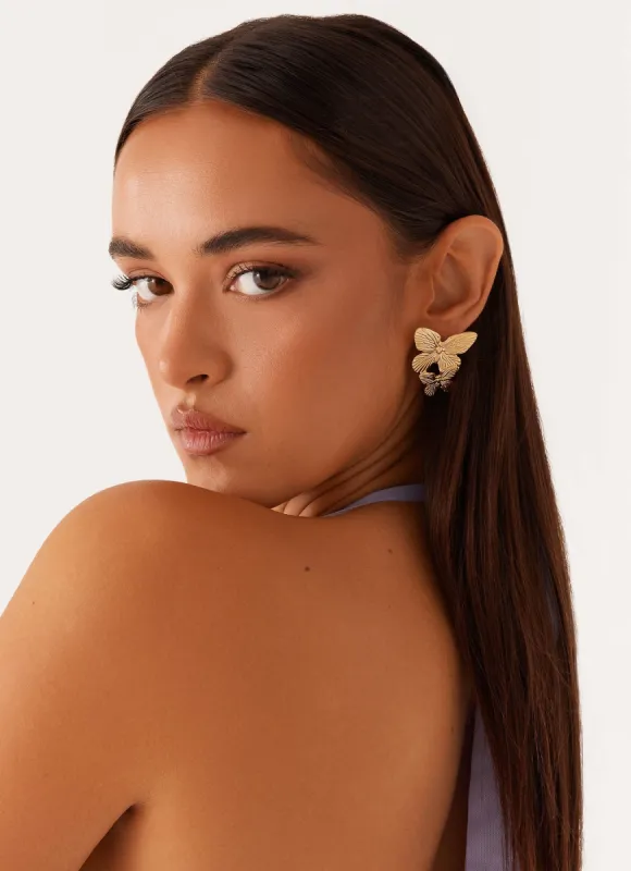 Faye Butterfly Earrings - Gold sold by Peppermayo
