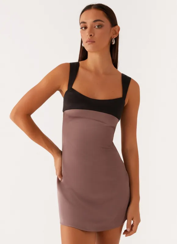 Odette Satin Mini Dress - Steel Me Away sold by Peppermayo