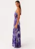 Eden Strapless Maxi Dress - Purple White Lilly sold by Peppermayo